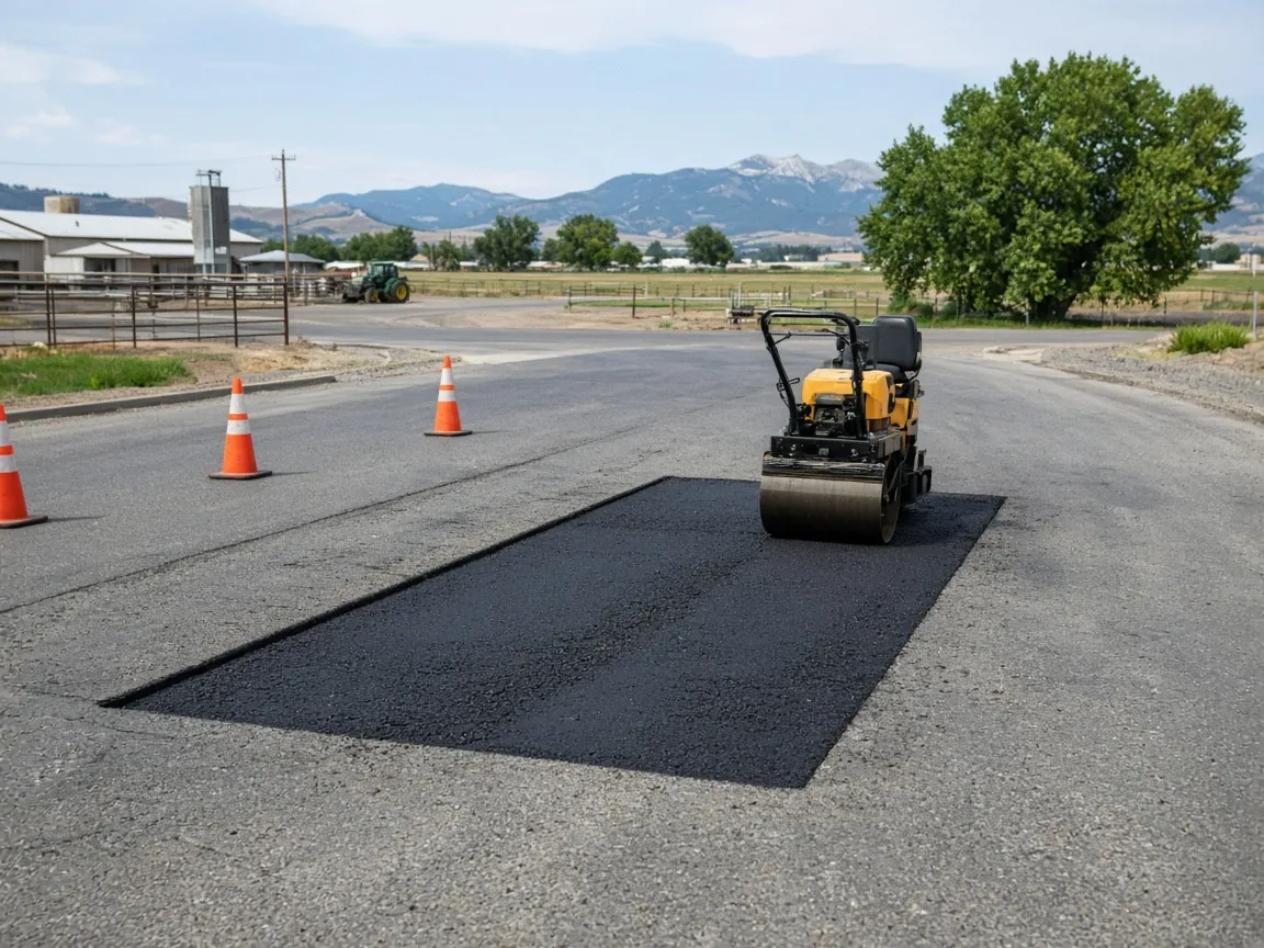 Pothole repair, asphalt patching, and crack sealing in Blackfoot for driveways, parking lot aisles, and private lanes not ready for full replacement.