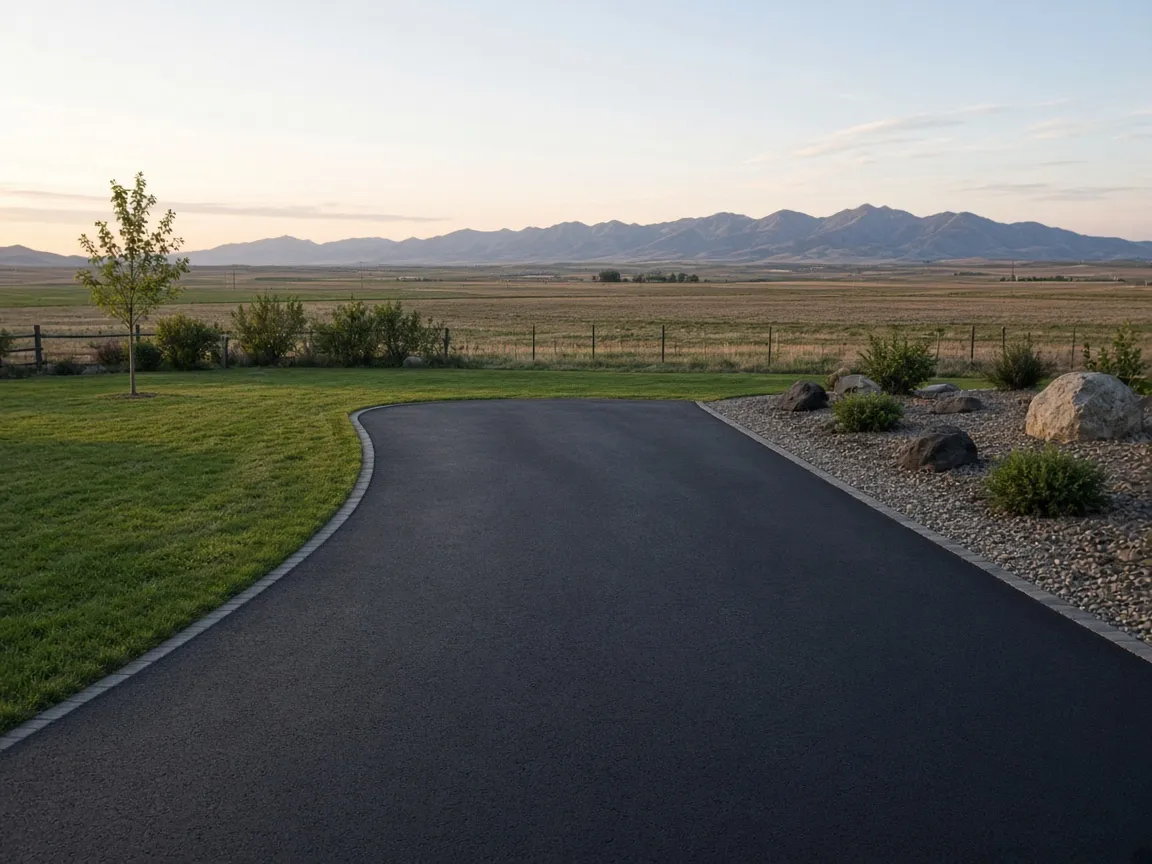 Asphalt sealcoating (seal coat) in Blackfoot for cured driveways and parking lots — crack fill and patches first, then protection from sun, water, and deicers.